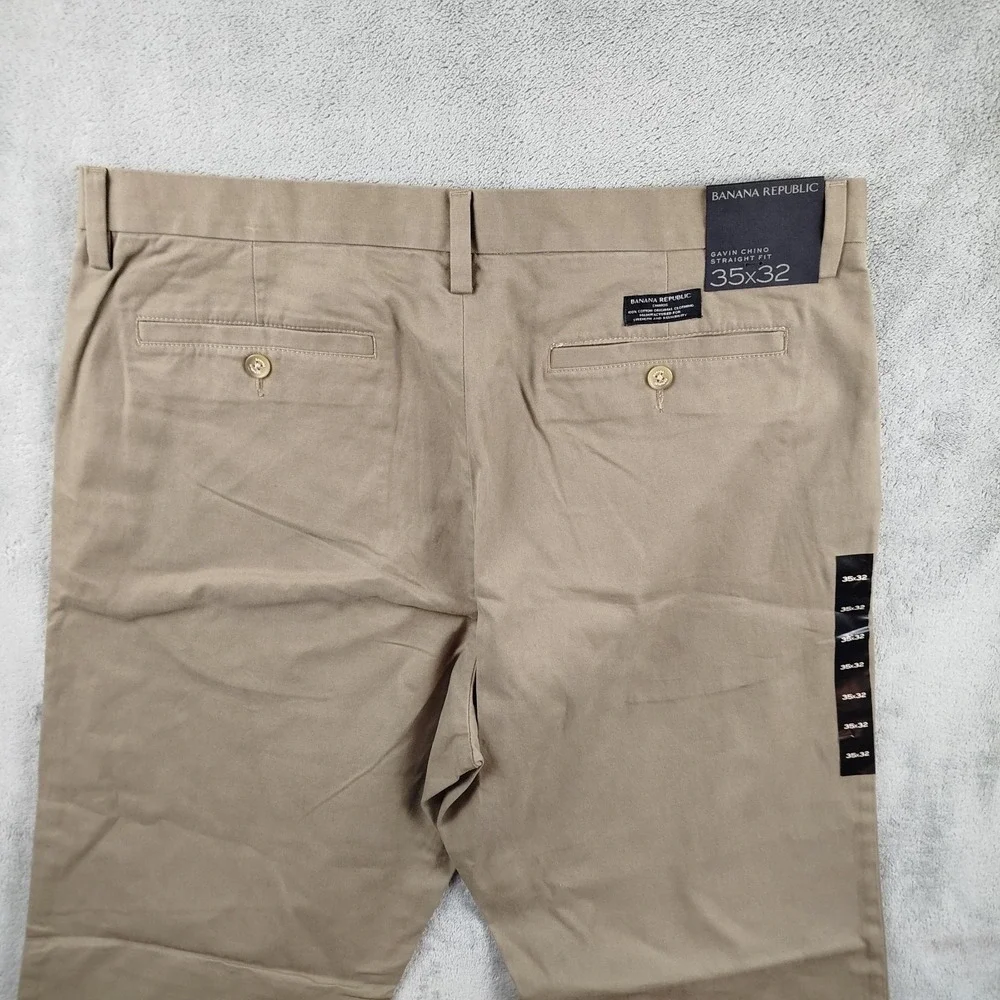 NWT Banana Republic Gavin Chino Pants Mens‎ 35x32 Olive Green Straight Fit